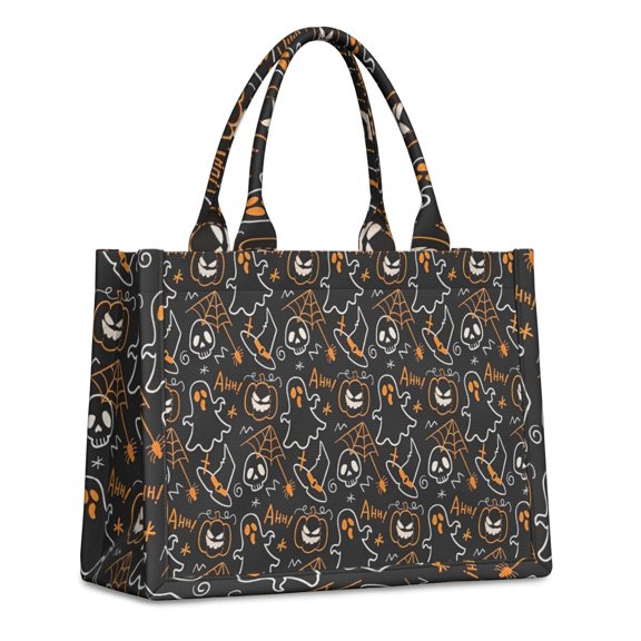 Large Capacity Tote Bag,Spooky Halloween Pattern Handbag Fashion Luxury Tote Bag,15.7"x13"x 5.1" Inches,Laptop Compatible