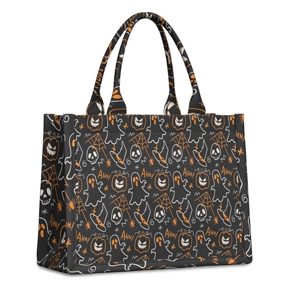 Large Capacity Tote Bag,Spooky Halloween Pattern Handbag Fashion Luxury Tote Bag,15.7"x13"x 5.1" Inches,Laptop Compatible