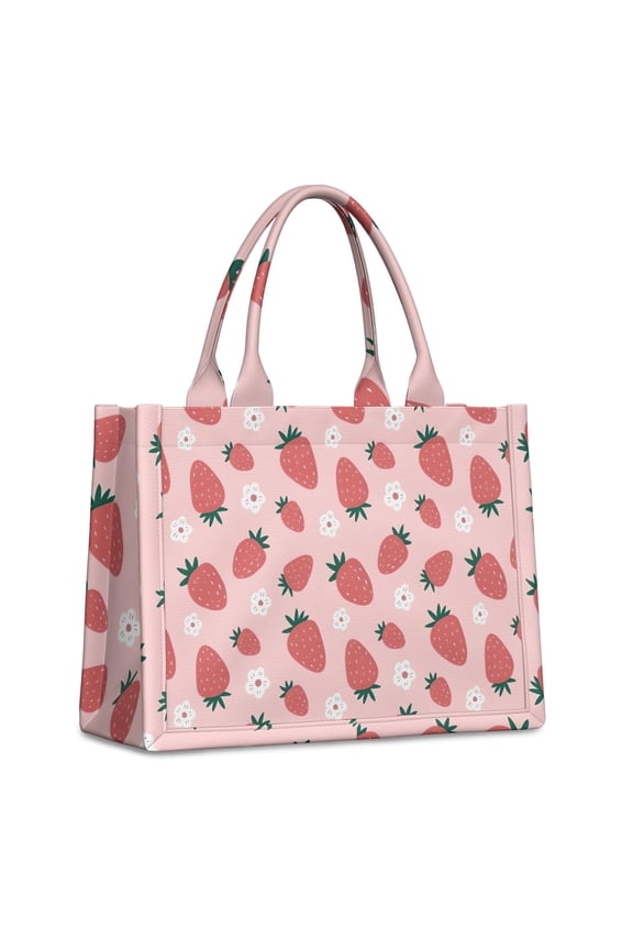 Large Capacity Tote Bag,Strawberry Plants Fruit Flowe Handbag Fashion Luxury Tote Bag,15.7"x13"x 5.1" Inches,Laptop Compatible