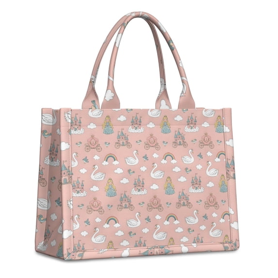Large Capacity Tote Bag,Swan Princess Castle Pattern Handbag Fashion Luxury Tote Bag,15.7"x13"x 5.1" Inches,Laptop Compatible