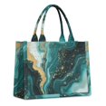 thumbnail image 1 of Large Capacity Tote Bag,Teal Gold Marble Pattern Handbag Fashion Luxury Tote Bag,15.7"x13"x 5.1" Inches,Laptop Compatible, 1 of 6