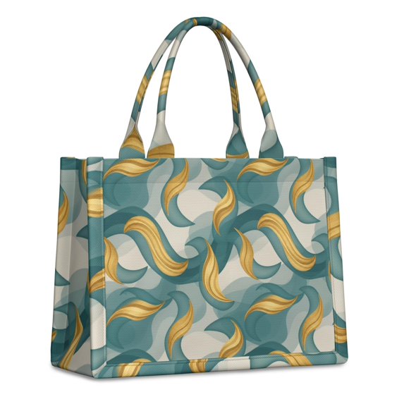 Large Capacity Tote Bag,Teal Gold Marble Pattern Handbag Fashion Luxury Tote Bag,15.7"x13"x 5.1" Inches,Laptop Compatible