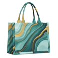 thumbnail image 1 of Large Capacity Tote Bag,Teal Marble Gold Wave Pattern Handbag Fashion Luxury Tote Bag,15.7"x13"x 5.1" Inches,Laptop Compatible, 1 of 6