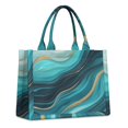 thumbnail image 1 of Large Capacity Tote Bag,Teal Marble Gold Wave Pattern Handbag Fashion Luxury Tote Bag,15.7"x13"x 5.1" Inches,Laptop Compatible, 1 of 6