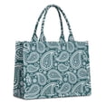 thumbnail image 1 of Large Capacity Tote Bag,Teal Paisley Pattern Handbag Fashion Luxury Tote Bag,15.7"x13"x 5.1" Inches,Laptop Compatible, 1 of 6