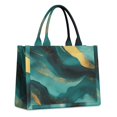 thumbnail image 1 of Large Capacity Tote Bag,Teal and Gold Marble Flow Lines Pattern Handbag Fashion Luxury Tote Bag,15.7"x13"x 5.1" Inches,Laptop Compatible, 1 of 6