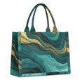 thumbnail image 1 of Large Capacity Tote Bag,Teal and Gold Marble Glitter Waves Pattern Handbag Fashion Luxury Tote Bag,15.7"x13"x 5.1" Inches,Laptop Compatible, 1 of 5