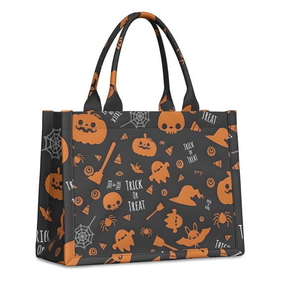 Large Capacity Tote Bag,Trick or Treat Halloween Pattern Handbag Fashion Luxury Tote Bag,15.7"x13"x 5.1" Inches,Laptop Compatible