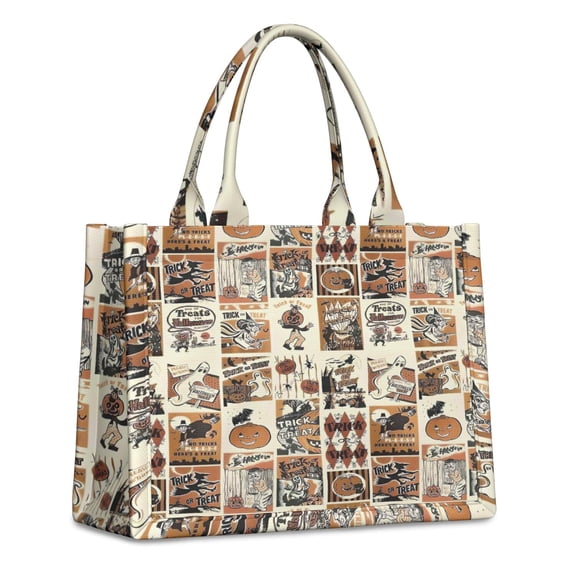 Large Capacity Tote Bag,Vintage Halloween Poster Pattern Handbag Fashion Luxury Tote Bag,15.7"x13"x 5.1" Inches,Laptop Compatible