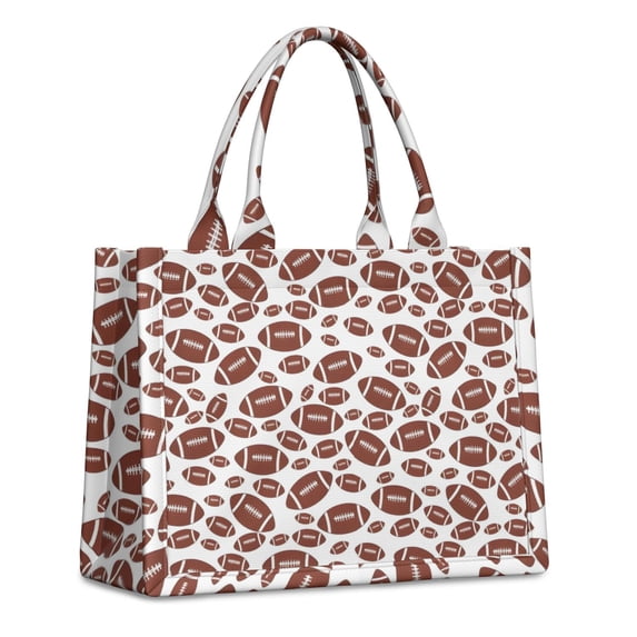 Large Capacity Tote Bag,White Brown Footballs Pattern Handbag Fashion Luxury Tote Bag,15.7"x13"x 5.1" Inches,Laptop Compatible