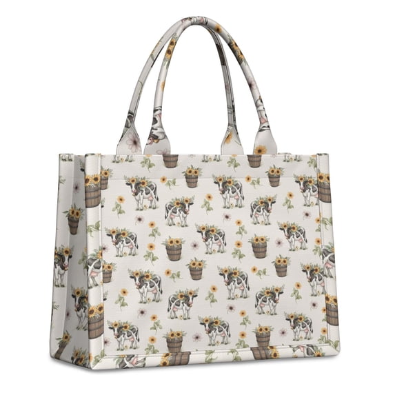 Large Capacity Tote Bag,White Buffalo Pattern Handbag Fashion Luxury Tote Bag,15.7"x13"x 5.1" Inches,Laptop Compatible