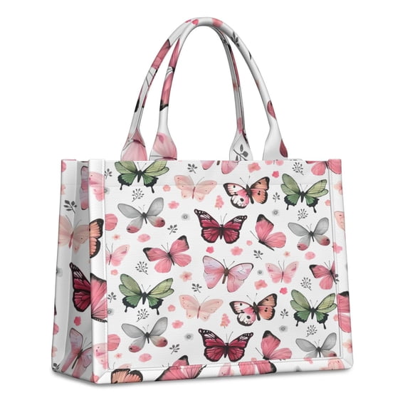 Large Capacity Tote Bag,White Butterfly Pattern Handbag Fashion Luxury Tote Bag,15.7"x13"x 5.1" Inches,Laptop Compatible