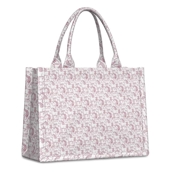 Large Capacity Tote Bag,White Cartoon Unicorn Cloud Pattern Handbag Fashion Luxury Tote Bag,15.7"x13"x 5.1" Inches,Laptop Compatible