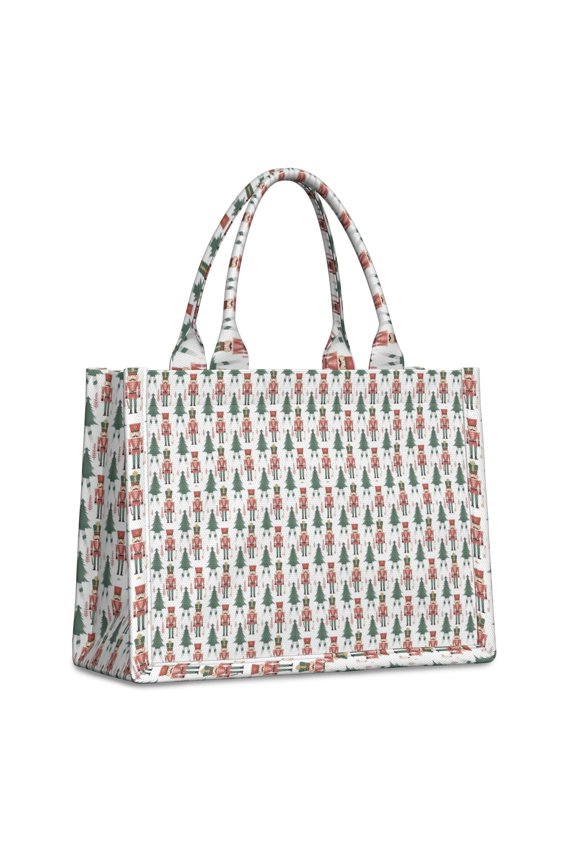 Large Capacity Tote Bag,White Christmas Nutcracker Pattern Handbag Fashion Luxury Tote Bag,15.7"x13"x 5.1" Inches,Laptop Compatible