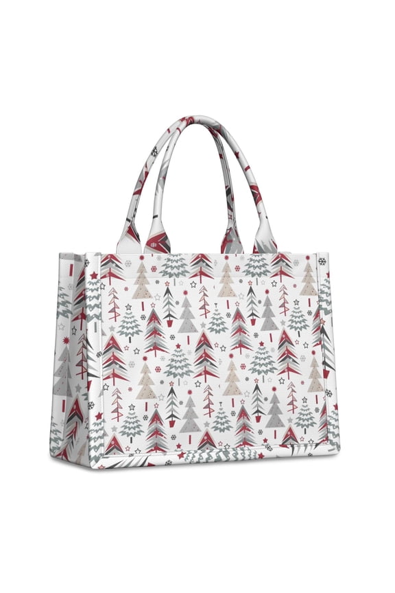 Large Capacity Tote Bag,White Christmas Tree Pattern Handbag Fashion Luxury Tote Bag,15.7"x13"x 5.1" Inches,Laptop Compatible
