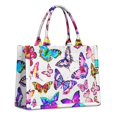 thumbnail image 1 of Large Capacity Tote Bag,White Colorful Butterfly Pattern Handbag Fashion Luxury Tote Bag,15.7"x13"x 5.1" Inches,Laptop Compatible, 1 of 6