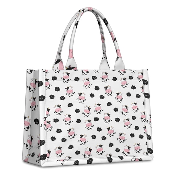 Large Capacity Tote Bag,White Cow Cloud Pattern Handbag Fashion Luxury Tote Bag,15.7"x13"x 5.1" Inches,Laptop Compatible