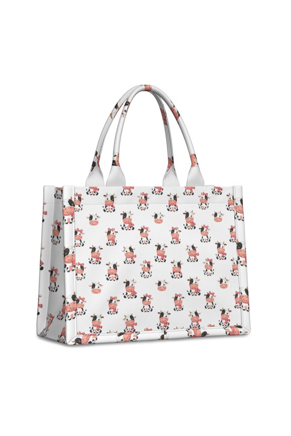Large Capacity Tote Bag,White Cow Scarf Pattern Handbag Fashion Luxury Tote Bag,15.7"x13"x 5.1" Inches,Laptop Compatible