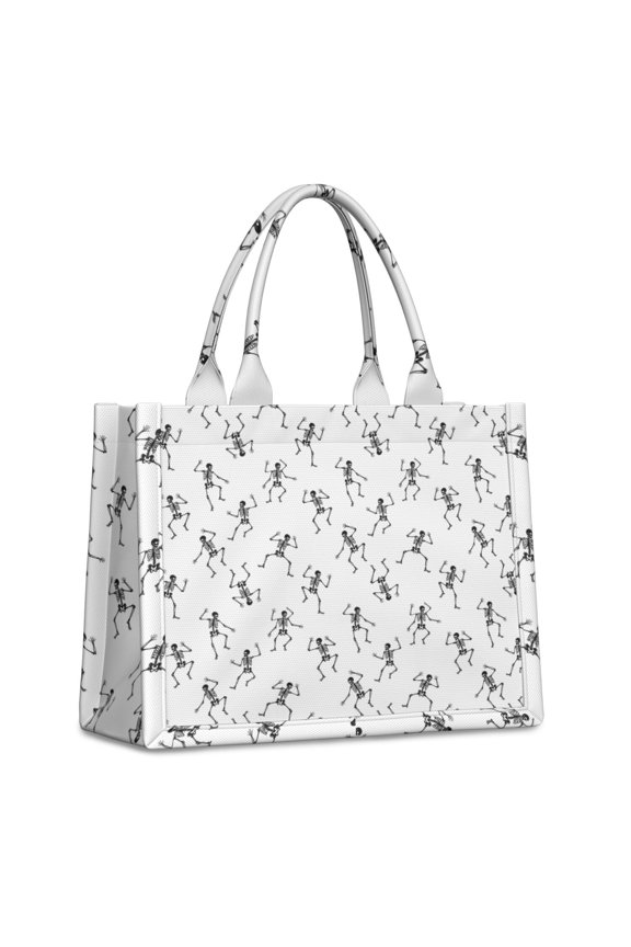 Large Capacity Tote Bag,White Dancing Skeleton Pattern Handbag Fashion Luxury Tote Bag,15.7"x13"x 5.1" Inches,Laptop Compatible