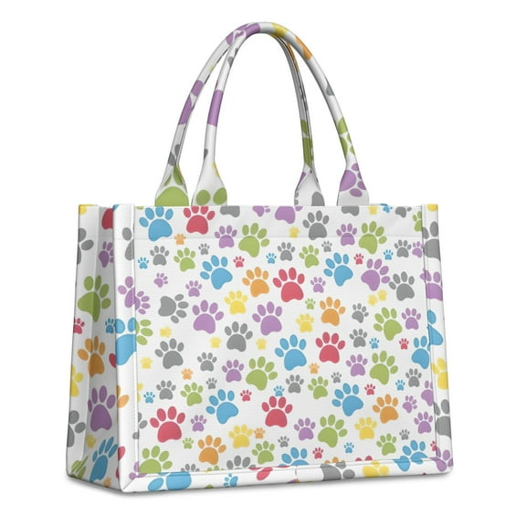 Large Capacity Tote Bag,White Dog Paw Footprint Handbag Fashion Luxury Tote Bag,15.7"x13"x 5.1" Inches,Laptop Compatible