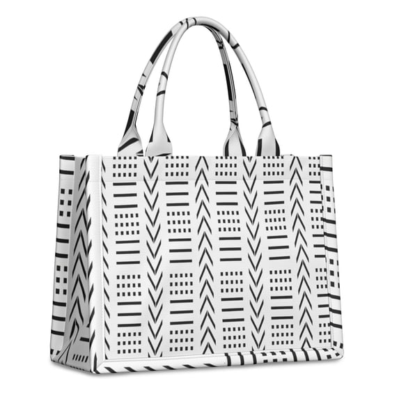 Large Capacity Tote Bag,White Geometric Diamond Chevron Pattern Handbag Fashion Luxury Tote Bag,15.7"x13"x 5.1" Inches,Laptop Compatible