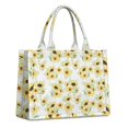 thumbnail image 1 of Large Capacity Tote Bag,White Green Leaf Small Sunflower Pattern Handbag Fashion Luxury Tote Bag,15.7"x13"x 5.1" Inches,Laptop Compatible, 1 of 6