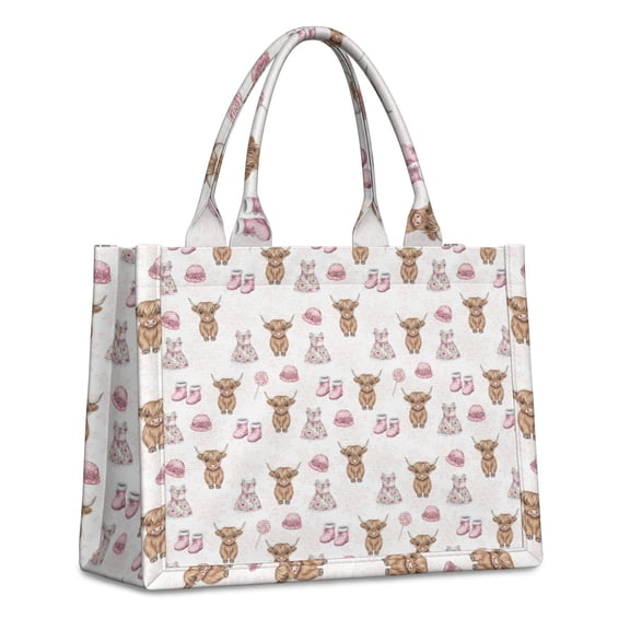 Large Capacity Tote Bag,White Highland Cow Dress Shoe Pattern Handbag Fashion Luxury Tote Bag,15.7"x13"x 5.1" Inches,Laptop Compatible