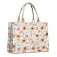 thumbnail image 1 of Large Capacity Tote Bag,White Sunflower Colorful Flower Pattern Handbag Fashion Luxury Tote Bag,15.7"x13"x 5.1" Inches,Laptop Compatible, 1 of 6