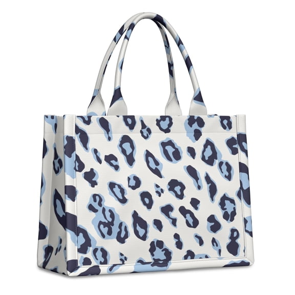 Large Capacity Tote Bag,White and Blue Of Leopard Print Handbag Fashion Luxury Tote Bag,15.7"x13"x 5.1" Inches,Laptop Compatible