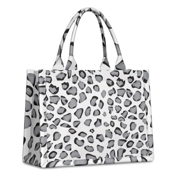 Large Capacity Tote Bag,White and Gray Of Leopard Print Handbag Fashion Luxury Tote Bag,15.7"x13"x 5.1" Inches,Laptop Compatible