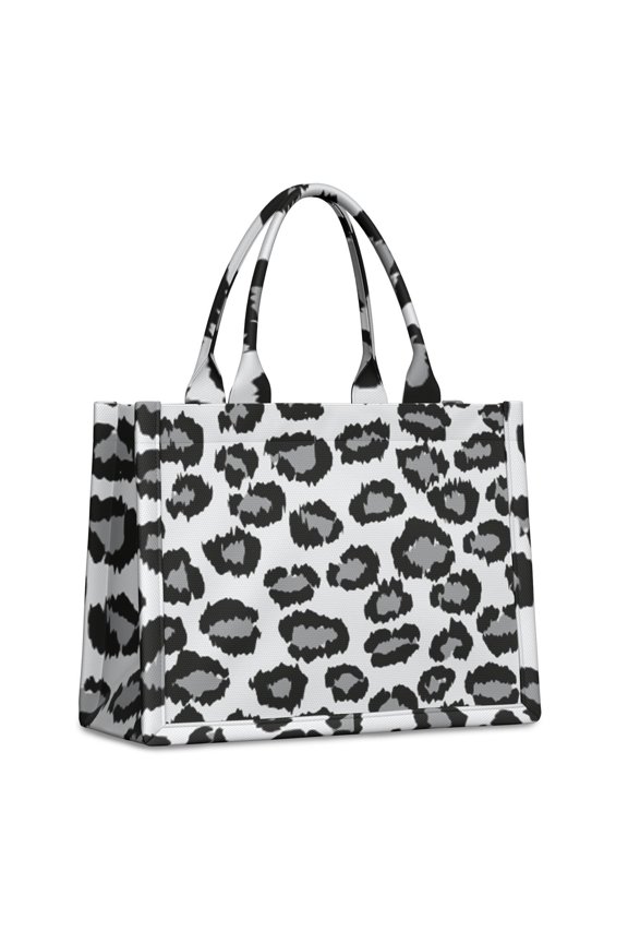 Large Capacity Tote Bag,White and Gray Of Leopard Print Handbag Fashion Luxury Tote Bag,15.7"x13"x 5.1" Inches,Laptop Compatible