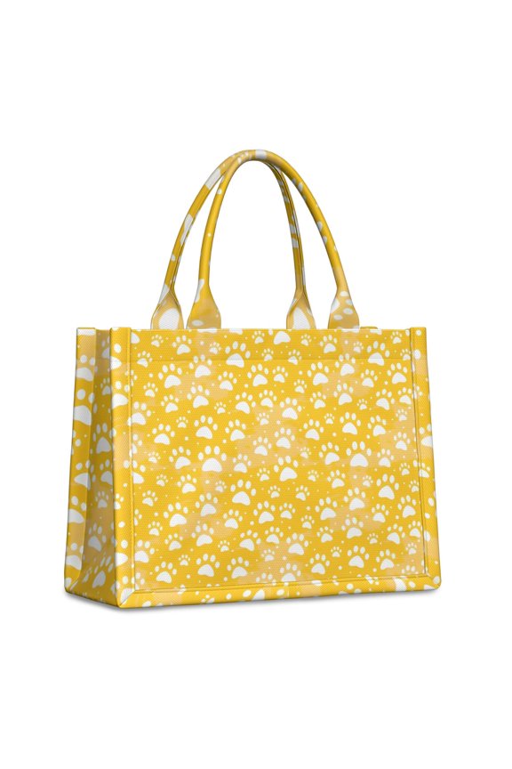Large Capacity Tote Bag,Yellow Dog Paw Footprint Handbag Fashion Luxury Tote Bag,15.7"x13"x 5.1" Inches,Laptop Compatible
