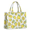 thumbnail image 1 of Large Capacity Tote Bag,Yellow Lemon Fruit Leaves White Pattern Handbag Fashion Luxury Tote Bag,15.7"x13"x 5.1" Inches,Laptop Compatible, 1 of 6