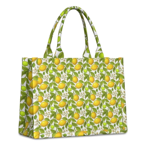 Large Capacity Tote Bag,Yellow Lemon Fruit Slices Handbag Fashion Luxury Tote Bag,15.7"x13"x 5.1" Inches,Laptop Compatible