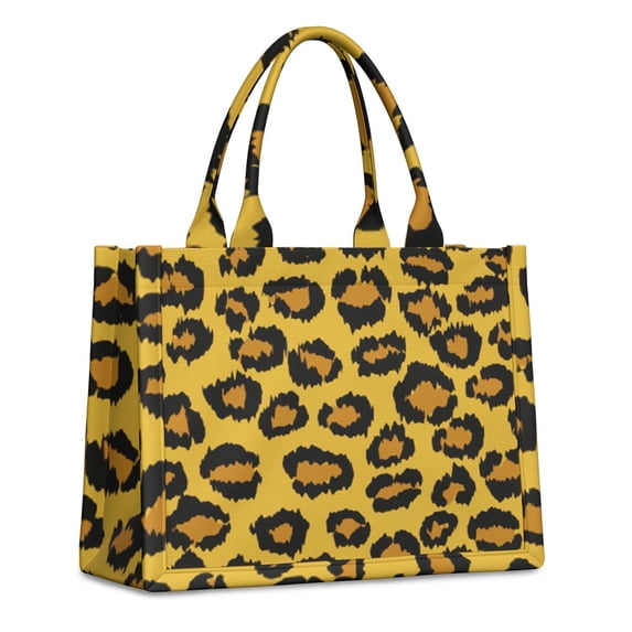 Large Capacity Tote Bag,Yellow and Black Of Leopard Print Handbag Fashion Luxury Tote Bag,15.7"x13"x 5.1" Inches,Laptop Compatible