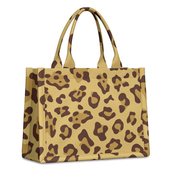 Large Capacity Tote Bag,Yellow and Brown Of Leopard Print Handbag Fashion Luxury Tote Bag,15.7"x13"x 5.1" Inches,Laptop Compatible