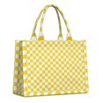 thumbnail image 1 of Large Capacity Tote Bag,Yellow and White Checkered Pattern Handbag Fashion Luxury Tote Bag,15.7"x13"x 5.1" Inches,Laptop Compatible, 1 of 6