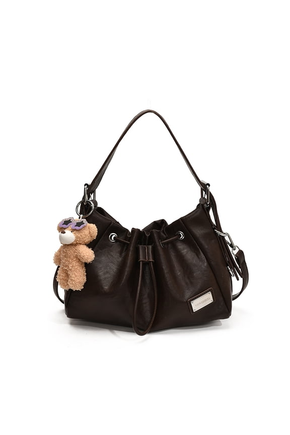 Large Capacity Tote Bag for Women, PU Leather Drawstring Bucket Bag Shoulder Bag Bucket Hobo Purse for Travel Work