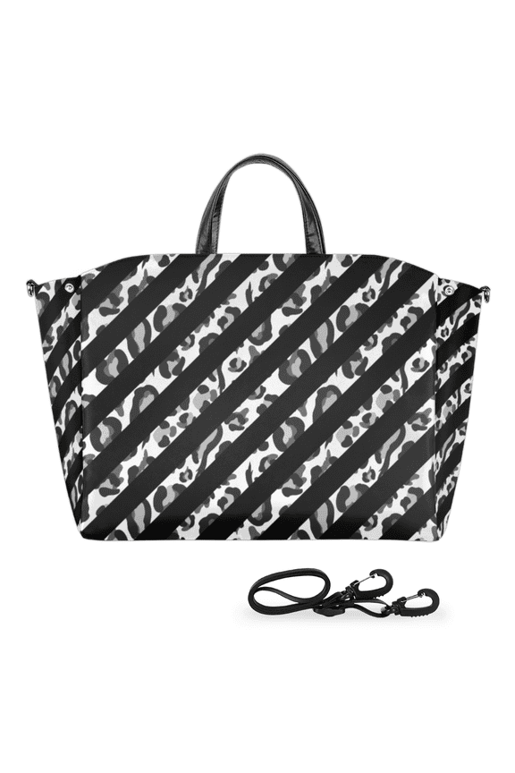 Large Capacity Tote Bag with Leopard Print, Casual Shoulder Bag Crossbody Handbag for Travel, Gym, Shopping, 16.34x13.39x5.9 Inches