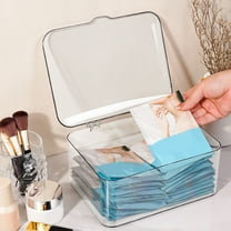 Large Capacity Transparent Desktop Cosmetic Organizer | Household Toiletries & Mask Storage Box with Lid | Plastic Makeup Organizer 9.33X7.48X3.94 Inches | 1-Piece Clear Storage Container