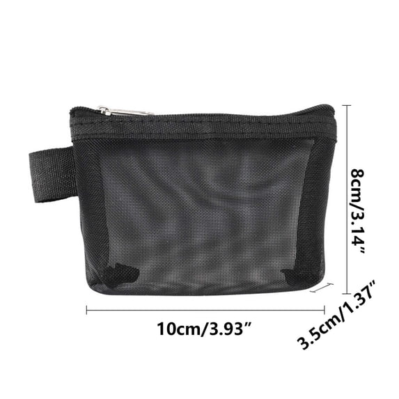 Large-Capacity Transparent Mesh Coin Purse | 3D Triangular Nylon Key Bag with PVC Clip | Multi-Use Card Case & Small Item Organizer | 1 PC