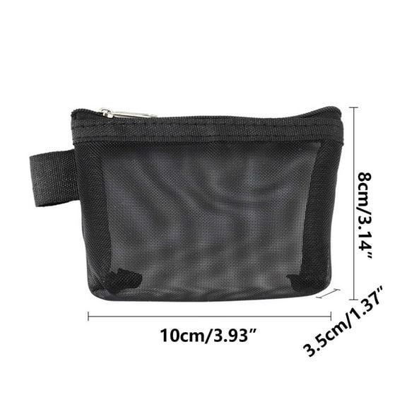 Large-Capacity Transparent Mesh Coin Purse | 3D Triangular Nylon Key Bag with PVC Clip | Multi-Use Card Case & Small Item Organizer | 1 PC