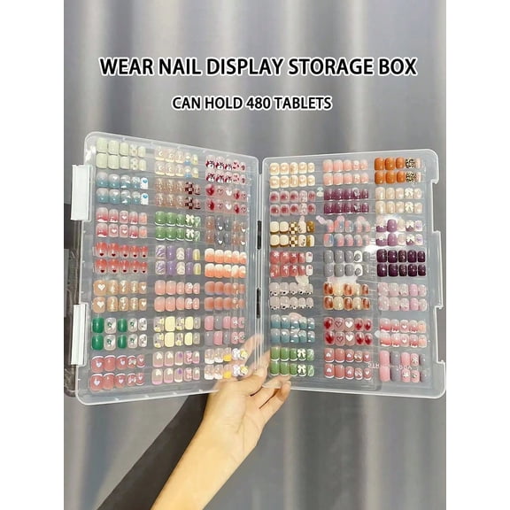 Large Capacity Transparent Nail Art Storage Box Dust Proof Portable Press On Nail And Accessories Storage Box Jewellery Box Pouch Makeup Brush Holder