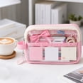 thumbnail image 1 of Large Capacity Transparent Pencil Case – Canvas Cloth, Rectangular Storage Pouch, Portable Water-Resistant, for Teens Campus Office, 1 of 9