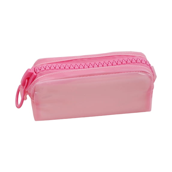 Large Capacity Transparent Pencil Case PVC Clear Pen Pouch Lightweight with Zipper Ideal for Stationery Storage Compact Design for Classroom and Travel Pink