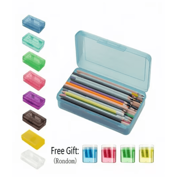 Large-Capacity Transparent Plastic Pencil Case, Stylish Office Supply Storage Box With A Snap-On Lid And Stackable Design, 8.1*4.8*2.3in