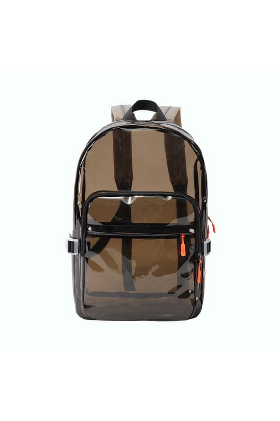 Large Capacity Transparent Vinyl Backpack for Travel and Students 15.8 in x 10.6 in x 6.3 in, Waterproof, Multiple Compartments
