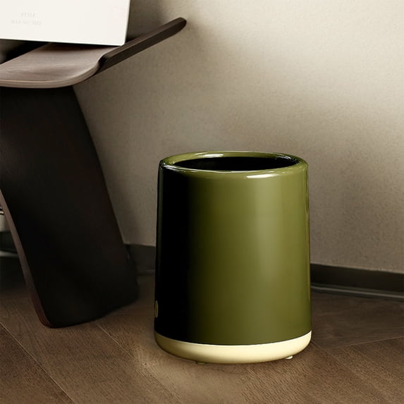 Large Capacity Trash Can with Lid, 11.4 x 9.8 x 7.1 Inch Plastic Garbage Bin for Kitchen Bedroom Living Room, Double-Layer Design, Easy to Clean, Green