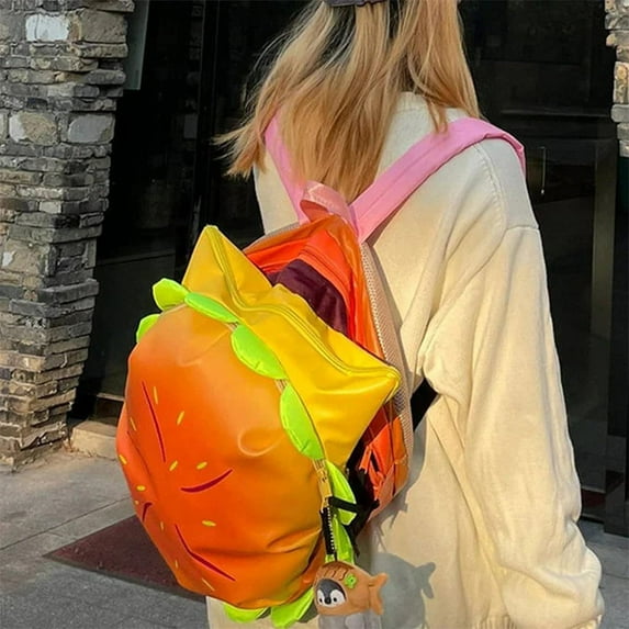 Large Capacity Travel Backpack Clearance! Hilingoto Hamburger Schoolbag, Hamburger Backpack Cheeseburge R Backpack Funny Yellow Cartoon Universe Hamburger Backpack Multi Compartment Burger, Bag