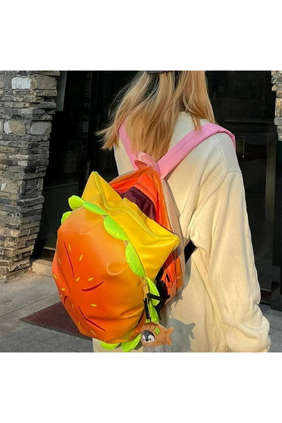 Large Capacity Travel Backpack Clearance! Hilingoto Hamburger Schoolbag, Hamburger Backpack Cheeseburge R Backpack Funny Yellow Cartoon Universe Hamburger Backpack Multi Compartment Burger, Bag